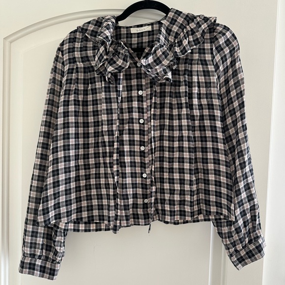 Doen Joelle Top Navy Countryside Plaid Sz M - Picture 3 of 5